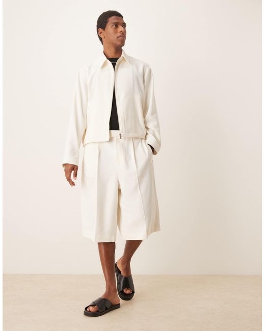 ASOS Natural Smart Oversized Bermuda Shorts for men