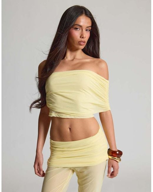Missy Empire Natural Stretch Chiffon Ruched One Shoulder Top