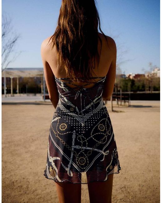 Bershka Black Tulle Bandeau Mini Dress