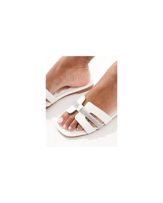 ALDO White Deandra Embellished Flat Sandals