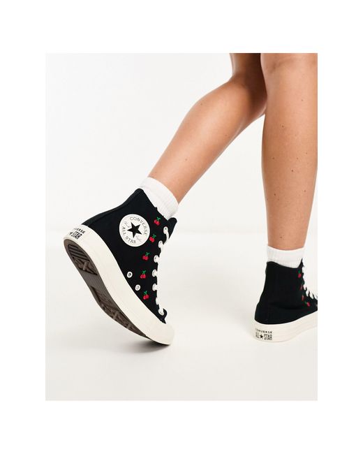 Converse Black Chuck Taylor All Star Sneakers With Cherry Embroidery