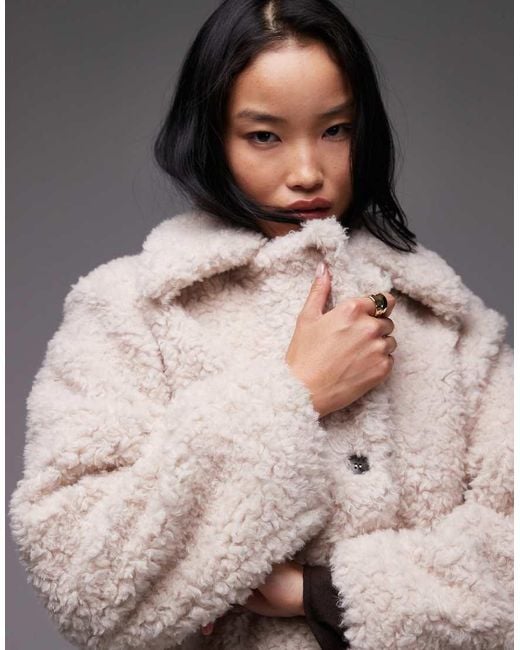 & Other Stories Gray Wool Rich Midi Length Faux Fur Jacket