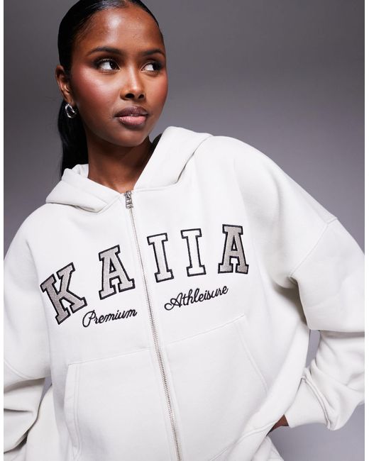 Sweat à capuche d'ensemble en coton majoritaire à fermeture éclair et broderie logo - clair Kaiia en coloris Gray