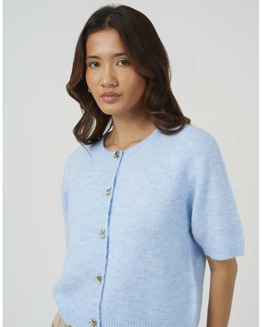 Brave Soul Blue Short Sleeve Jersey Knit Cardigan