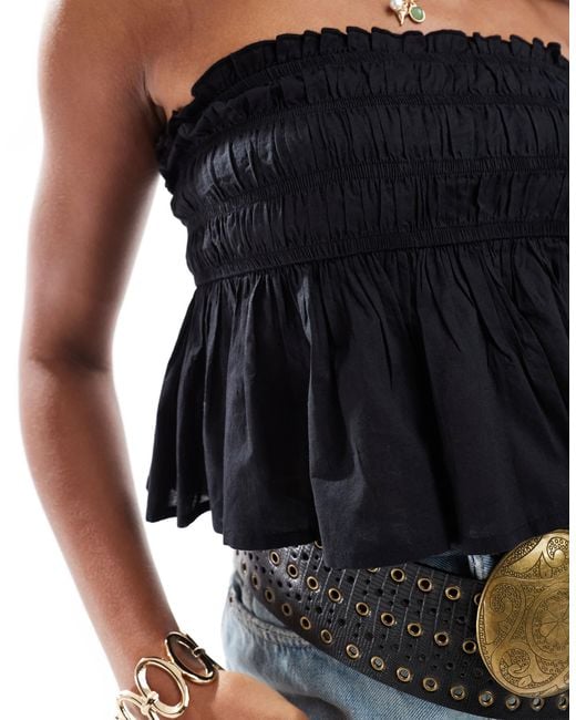Stradivarius Black Str Bandeau Top