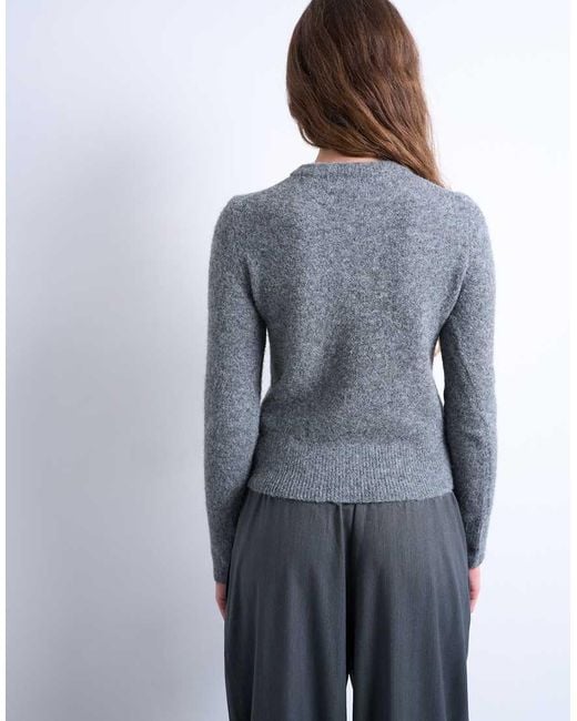 TOPSHOP Blue Knit Covered Button Cardigan