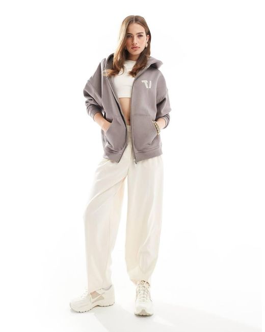Felpa Con Cappuccio Oversize Con Zip di Tala in White