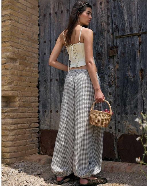Stradivarius Gray Poplin Volume Trousers
