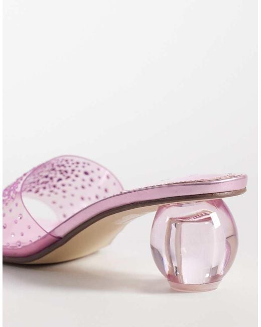 Kaiia Pink Exclusive 00s Clear Diamante Sphere Heeled Sandals