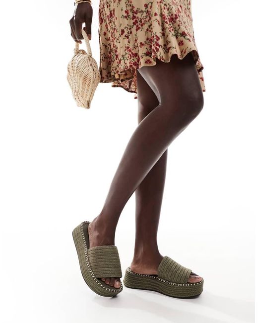 Sandalias Beis Estilo Alpargatas Sin Cierres Con Plataforma Plana Jordyn De -Verde ASOS de color Brown
