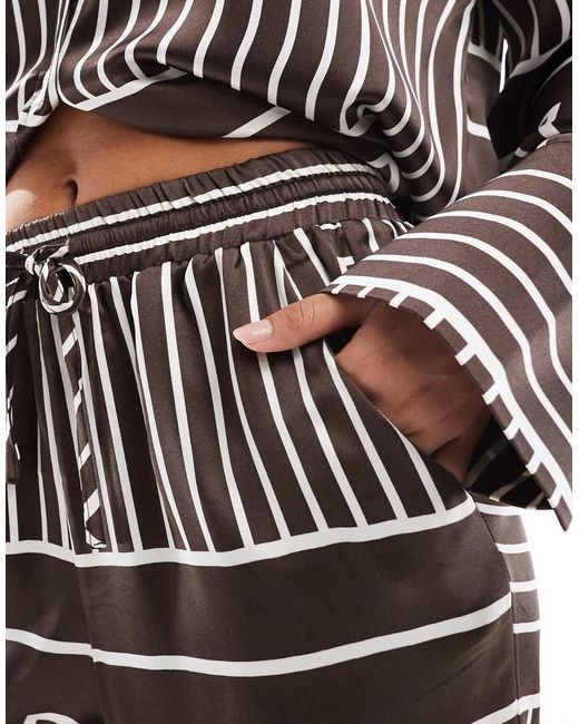 4th & Reckless Brown Satin Wide Leg Trousers Co-ord
