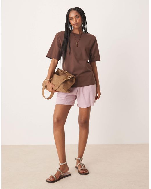 ASOS Brown Regular Fit T-shirt With Shoulder Pads