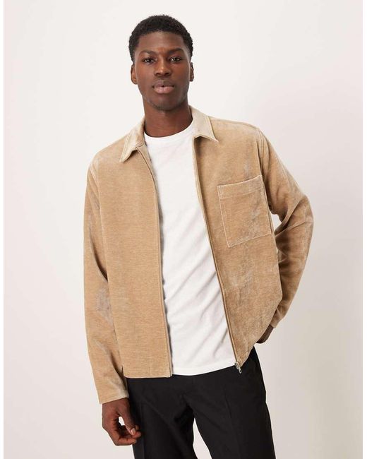 ASOS Natural Boxy Relaxed Textured Shirt for men