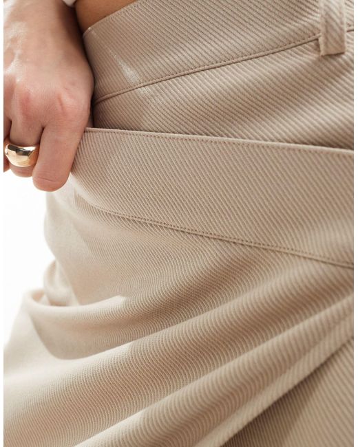 ASOS White Jersey Twill Midi Skirt With Asymmetric Waist