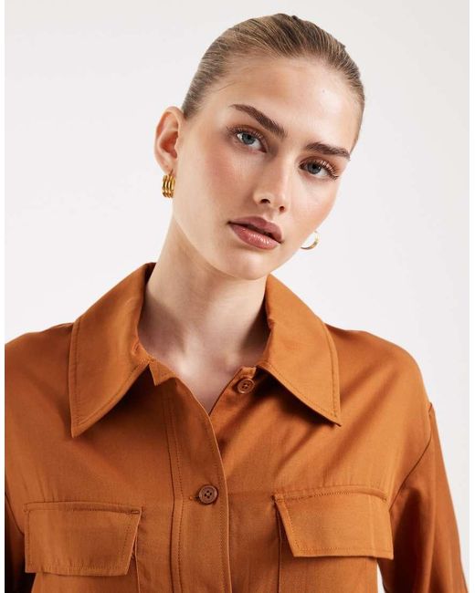 ASOS Brown Soft Textured Utility Shirt Co-Ord