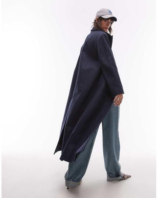 & Other Stories Blue Wool Blend Single Breasted Maxi Coat