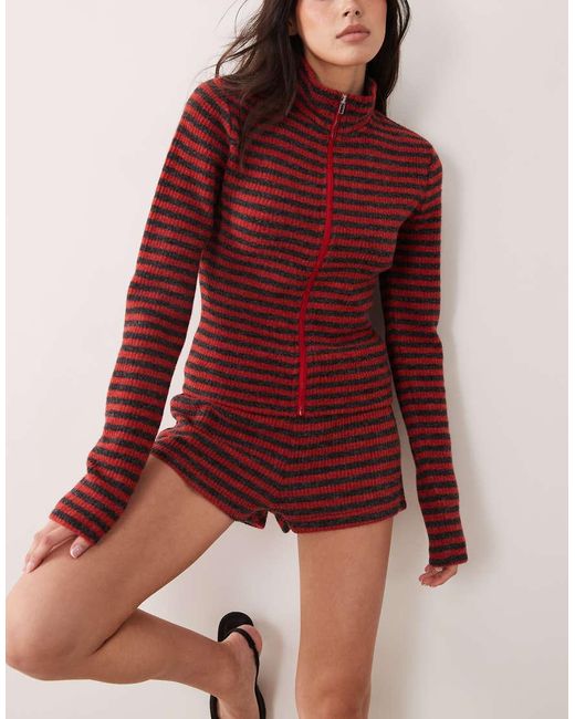 Lioness Red Housewife Knit Micro Shorts