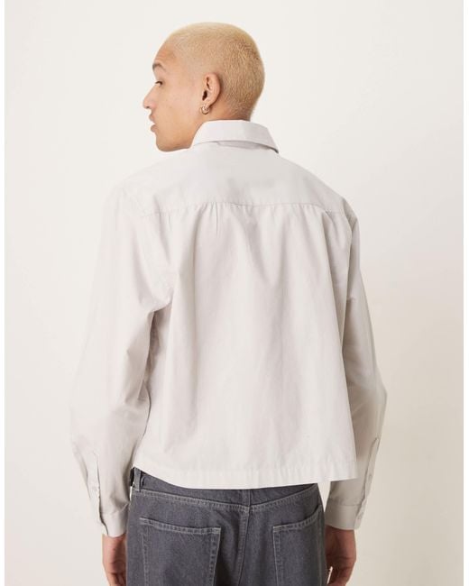 ASOS – kastiges oversize-hemd aus popeline in Natural für Herren