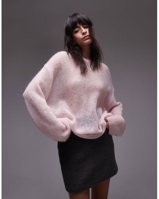 ARKET Pink Sheer Mohair And Wool Blend Knitted Sweater