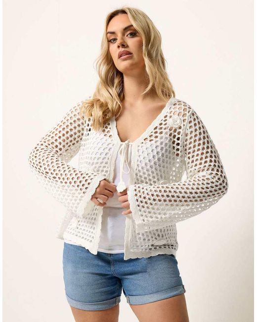 Yours Clothing Natural Flower Applique Cardigan