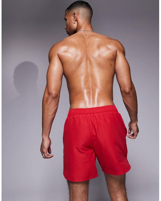 ASOS – halblange badeshorts in Red für Herren