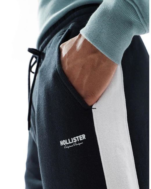 Hollister Blue baggy Varsity Side Stripe jogger for men