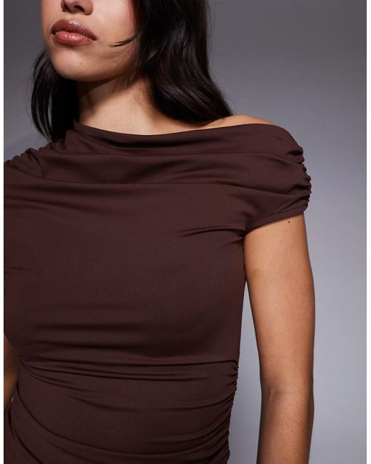 ASOS Purple Mix & Match Off-shoulder Ruched Detail Top