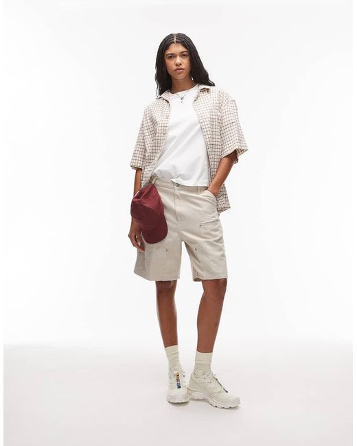 Carhartt White Branford Double Knee Linen Shorts