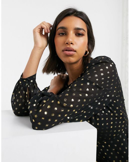 Tiered Metallic Gold Spot Dress 