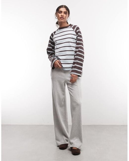 Collusion White Long Sleeve Boxy Stripe Raglan Tee