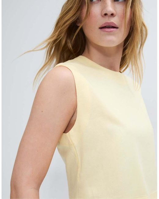 Stradivarius White Racerback Top With Linen