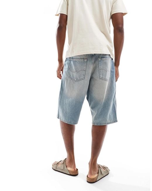 Jack & Jones Blue Ron Fit Skater Denim Shorts for men