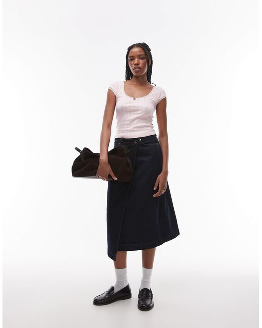 Tommy Hilfiger White – knapp geschnittenes pointelle-t-shirt