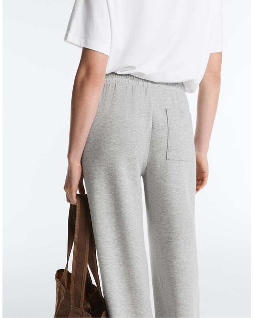Oysho Gray Melange Piqué Straight-leg Trousers