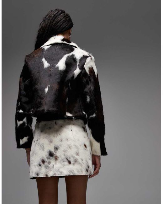 AllSaints Black Dapple Cow Hide Mini Skirt