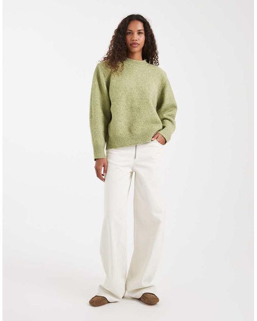 ASOS Green Drop Shoulder Pad Longline Sweater