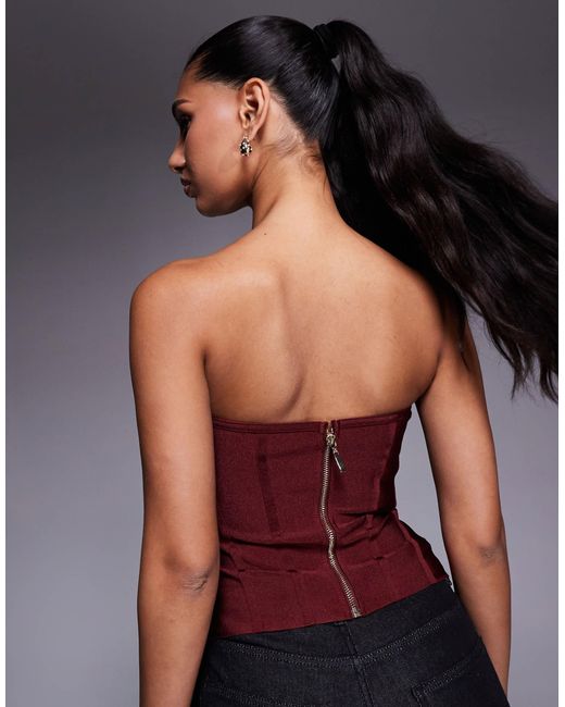 ASOS Purple – trägerloses korsett-oberteil im bandagen-stil