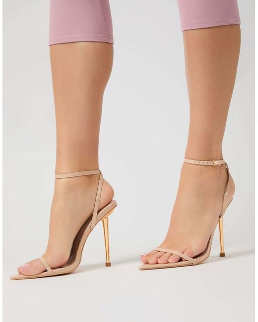 Public Desire Pink Legacy Barely There Pointed Toe Stiletto Heels