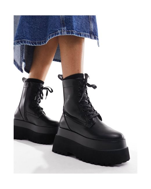 ASOS Black Alfresco Chunky Lace Up Boots