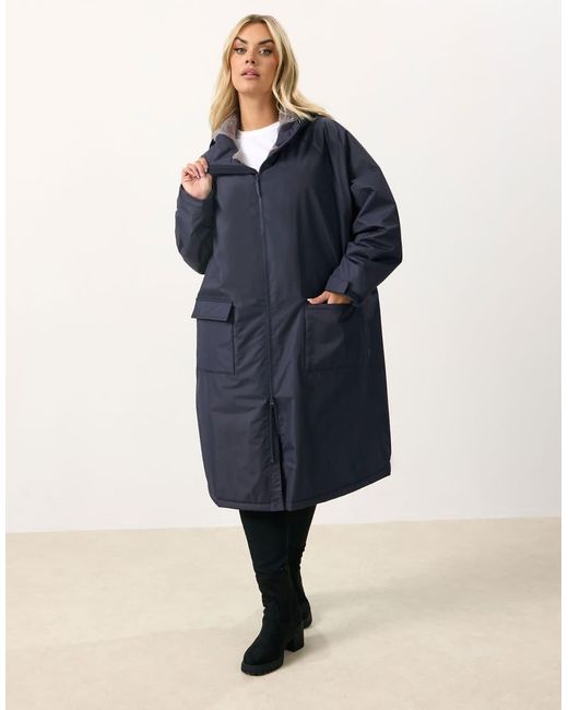 Yours Clothing Blue Waterproof Fleece Lined Robe