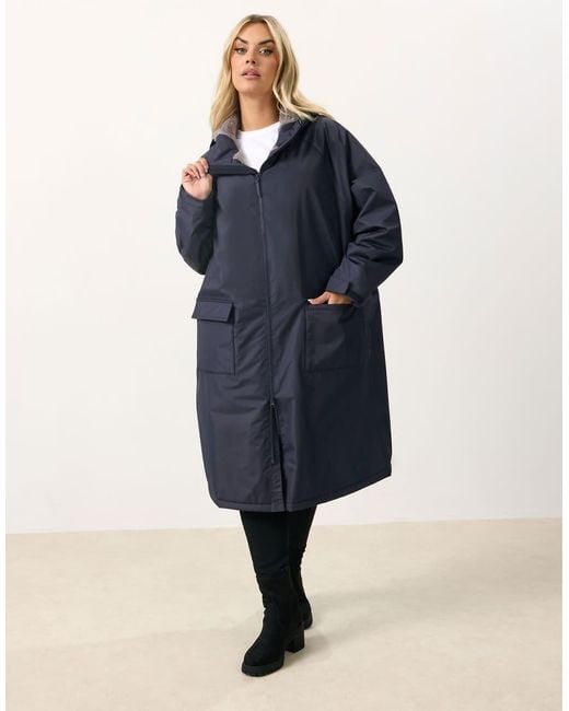 Yours Clothing Blue Waterproof Fleece Lined Robe