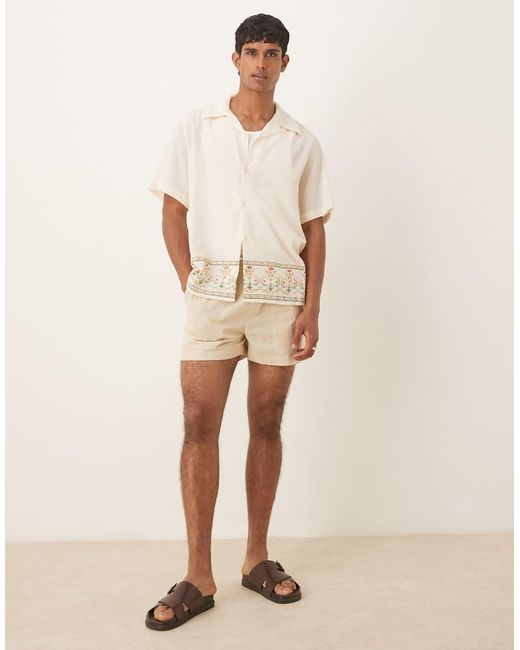 Camisa Holgada Con Estampado De Tejido Texturizado De -Neutro ASOS de hombre de color Natural