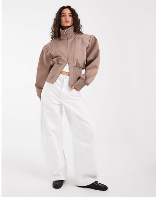 ASOS Pink Deep Rib Cinch Zip Through Jacket