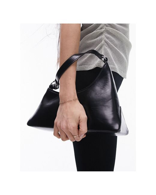 TOPSHOP Black Sonia Asymmetric Shoulder Bag With Chain Detail