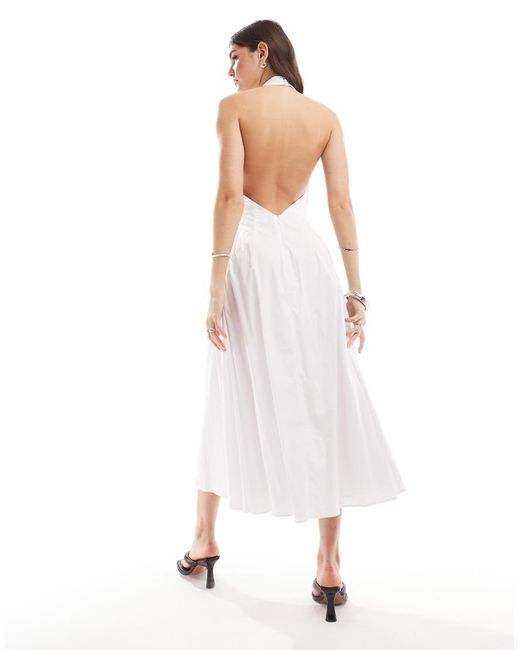 Bardot White Cotton Halter Neck Maxi Dress