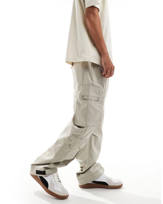 Pantalon cargo à poches multiples - beige Bershka pour homme en coloris White