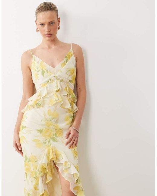 ASOS Metallic Ruffle Column Cami Maxi Dress