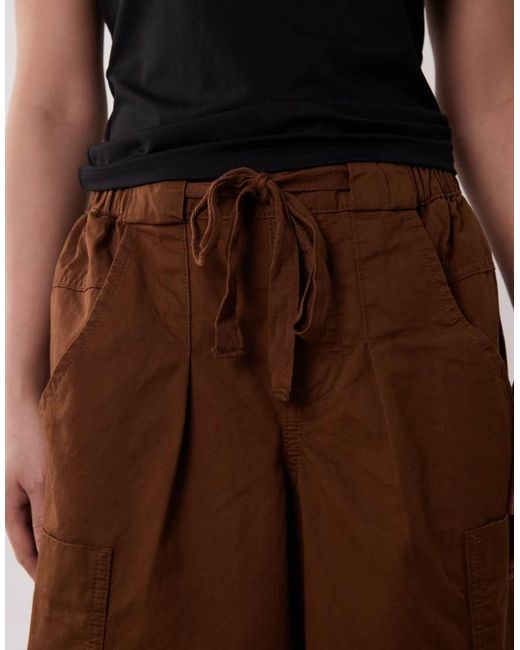 ASOS Brown Asos Design Petite Pull On Barrel Trousers