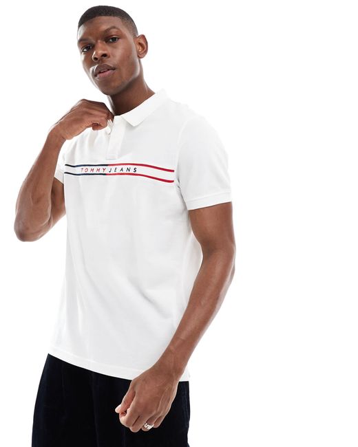 Polo ajusté avec logo drapeau sur la poitrine Tommy Hilfiger pour homme en coloris White