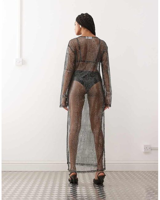 Noisy May Natural Sequin Mesh Maxi Dress